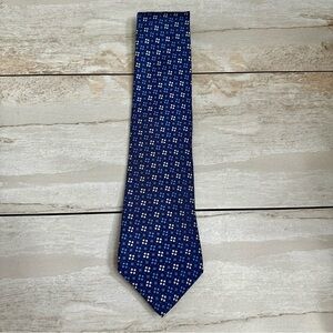 Emanuel Ungaro Blue Geometric Silk Tie Corporate Office Work Wear Classic Style